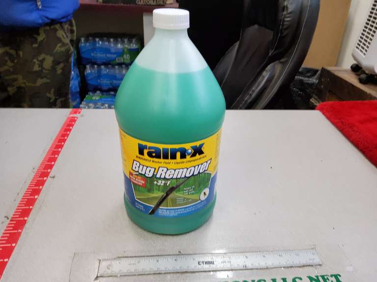 RAINX WINSHIELD WASHER FLUID, BUG REMOVER, POWERS OFF BUGS AND ROAD